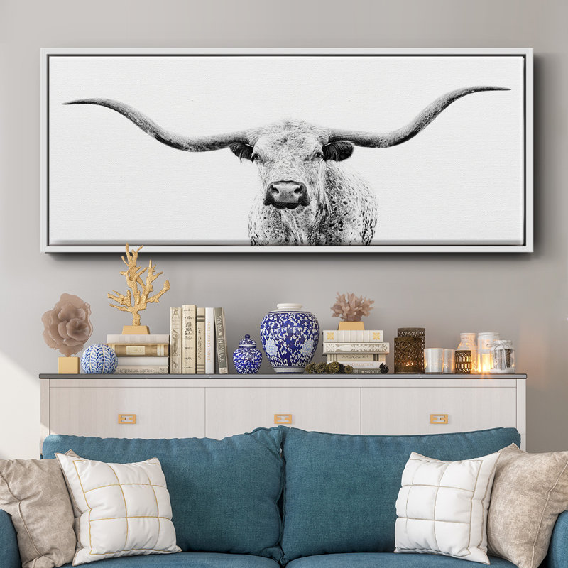 «Longhorn Gaze», toile encadrée