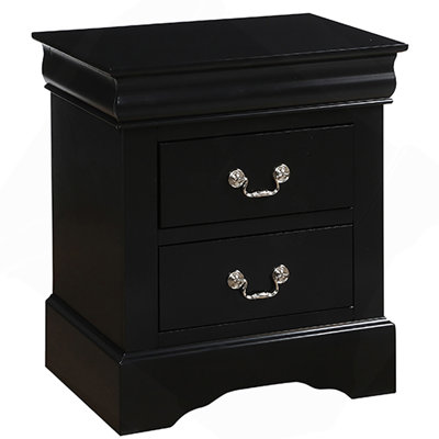 Black 2-Drawer Nightstand