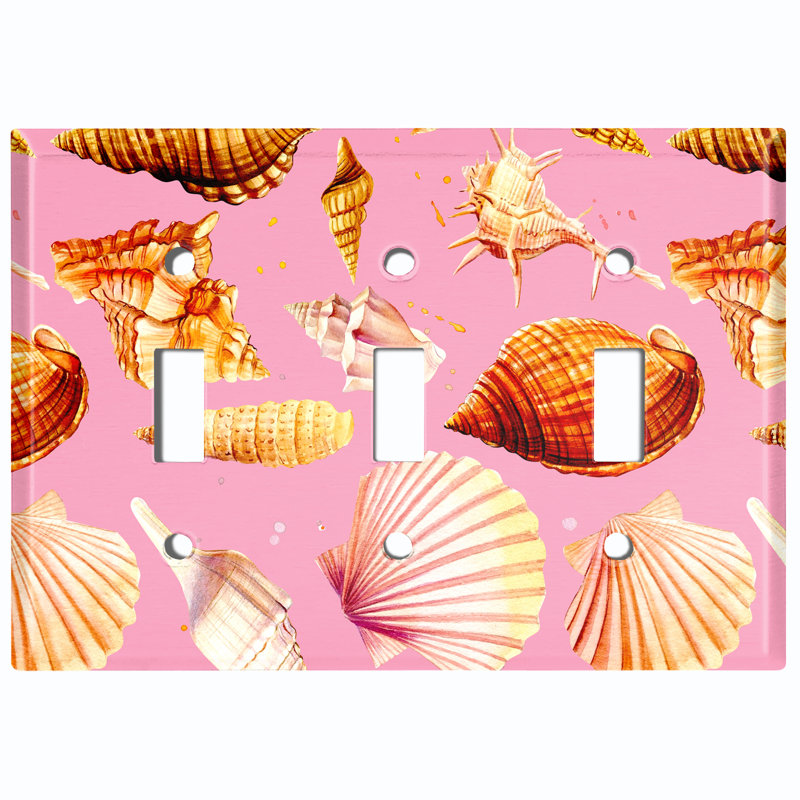 Plaque murale à 3 interrupteurs à bascule assortis Sea Shells, Rose