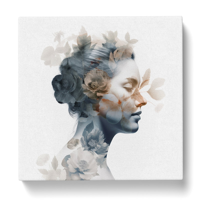 Floral Double Exposure No.2 - Wrapped Canvas, 35cm H x 35cm W x 3cm D