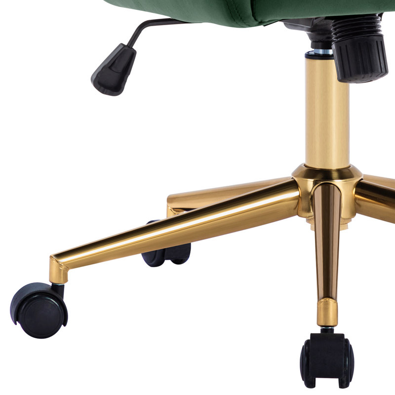 Blue Elephant Velvet Task Chair, Dark Green, Gold