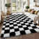 Soft Fluffy Large Rugs for Living Room Shaggy Area Rug Non Slip Modern Checkered Luxury Shag Plush Carpet for Kids Room Bedroom Dorm Home Decor