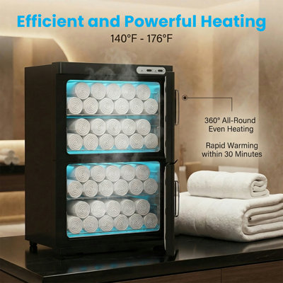 46L Towel Warmer Cabinet with UV Sterilization Heating Drying Function, Electric Hot Towel Heater for Bathroom Spa Home Use, Black