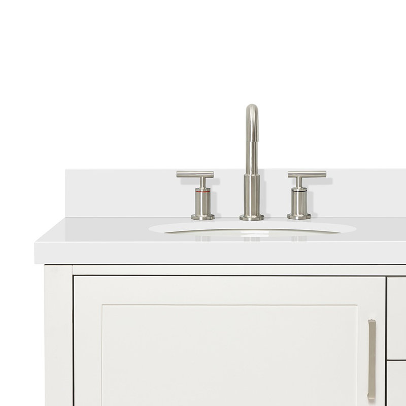 Bayhill 73'' W Double Vanity, Oval, White, Carrara White Quartz