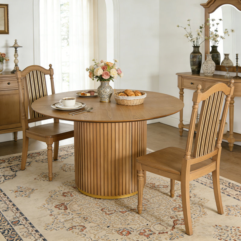 47.25" Round Pedestal Dining Table, Natural