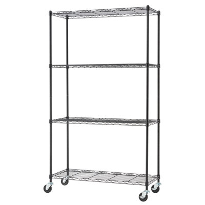  63” H x 36” W x 14” D 4-Tier Shelving Unit with Locking Casters
