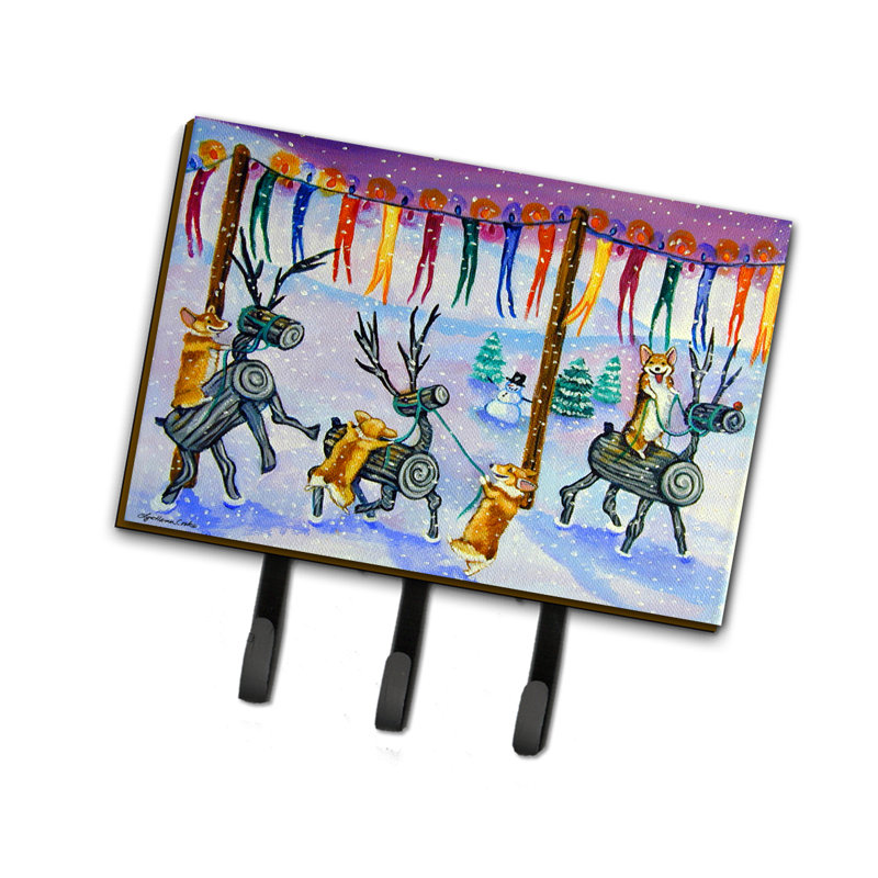 Porte-clés mural Corgi Log Reindeer Race Christmas