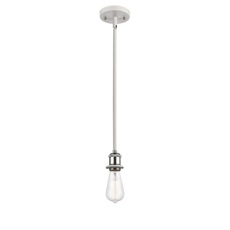 Luminaire suspendu simple 1 lumière, Ampoule incandescente rétro 60 watts, Blanc / chrome poli