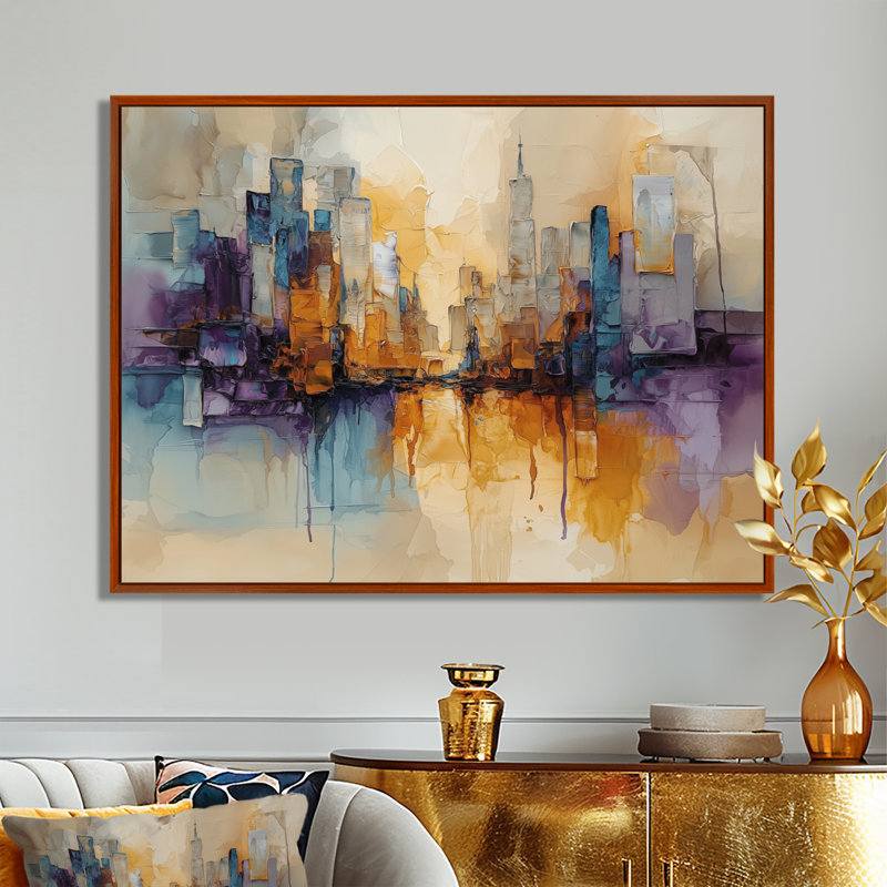 Nyel - Abstract Wall Art, Brun, H 12 po x l 20 po, Cadre flottant