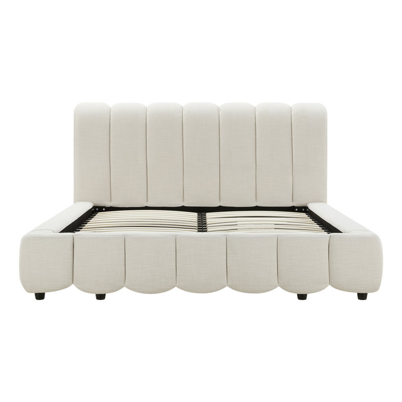 Satri Modern Channel-Tufted Upholstered Platform Bed, Queen