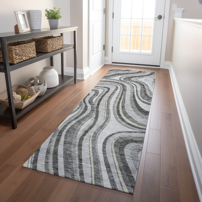 Premium Machine Washable Prisco Gray Rug, Runner 2'3" x 7'6"