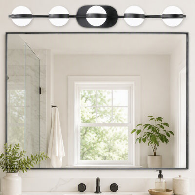 Luminaire de meuble-lavabo moderne minimaliste, abat-jour en verre givré à 5 ampoules DEL, luminaire décoratif mural, convient au miroir de meuble-lavabo