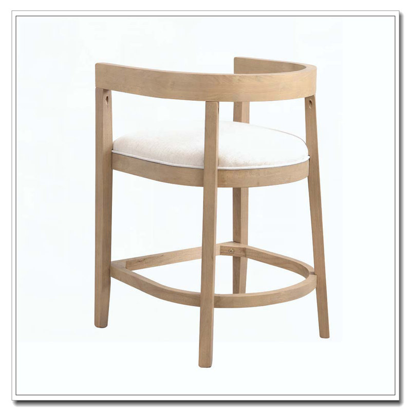 Tabouret de comptoir en bois d'hévéa, Chêne