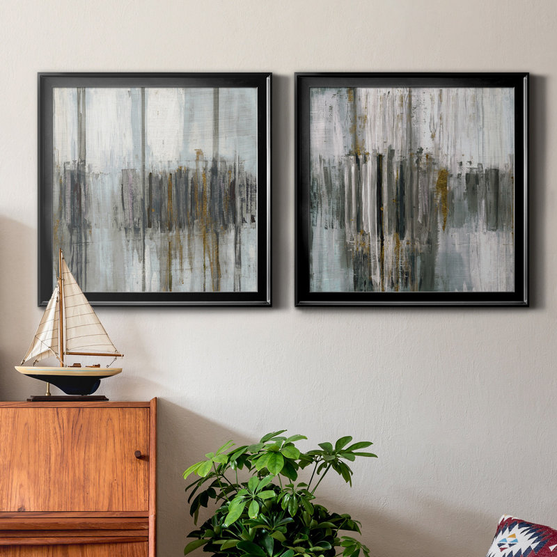 «Saturnia Spring I», ensemble de 2 peintures sur toile encadrées, Noir, H 34,5 po x l 69 po x P 1,5 po