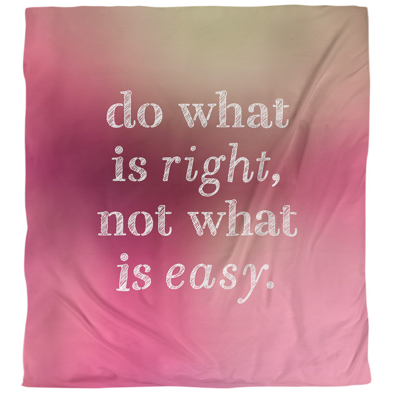 Housse de couette simple do what is right quote, Housse de couette pour grand lit, Lueur rose
