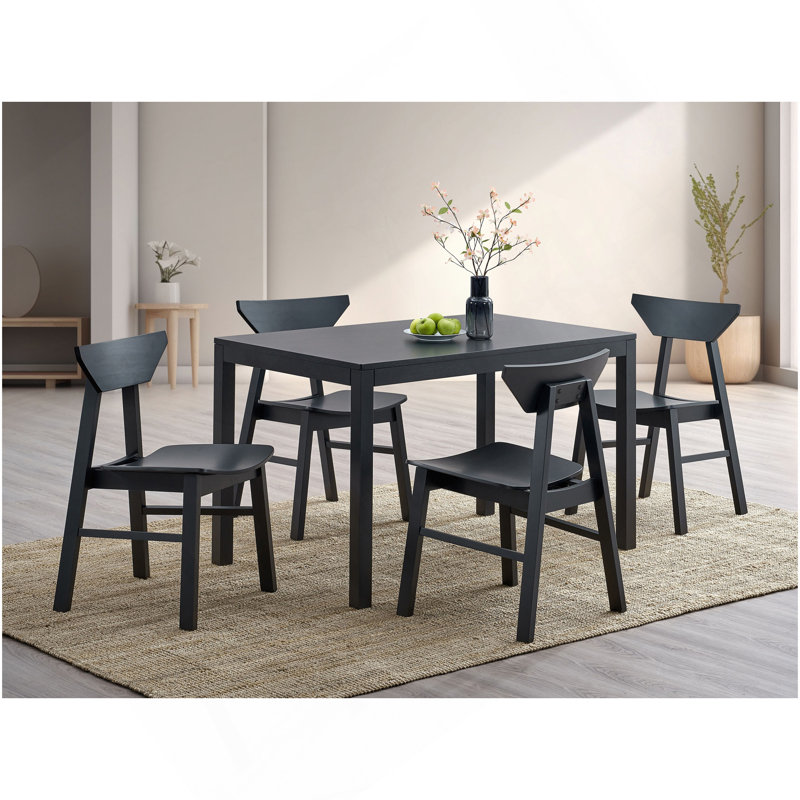 Briar 5Pcs Black Finish Rectangular Table W/ Chair Dining Set