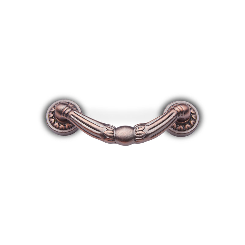Distressed Copper Ornate Drop Bail Pull with Petal Bases