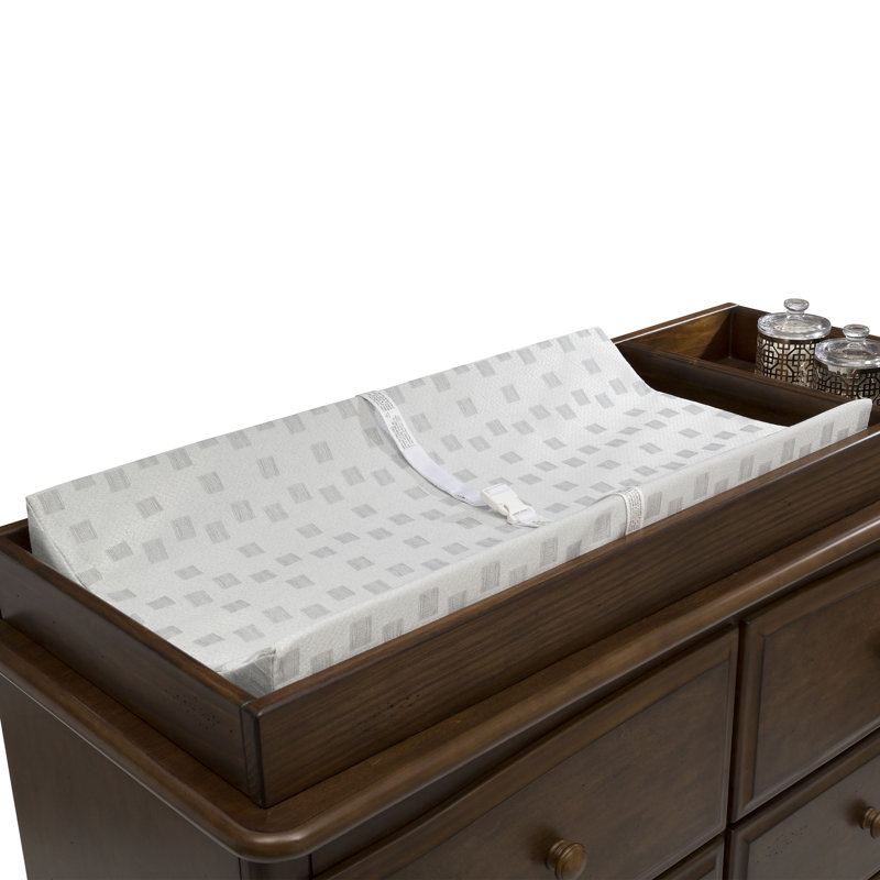 White Waterproof Contoured Baby Changing Pad with Safety Belt