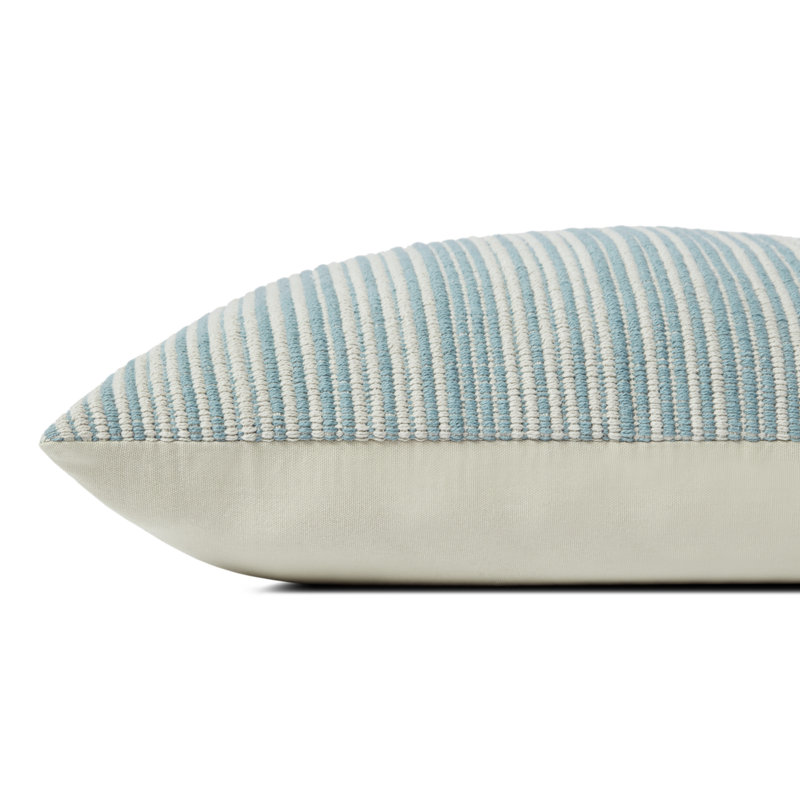 Ivory and Light Sky Blue Cotton Square Throw Pillow
