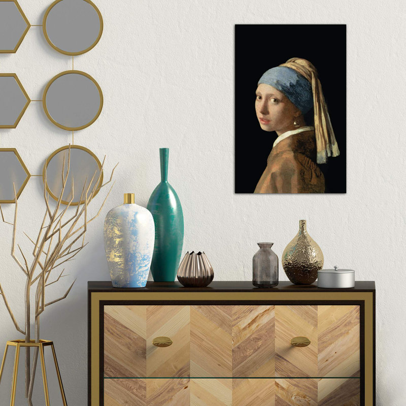Girl With A Pearl Earring, C.1665-6 by Johannes Vermeer - Floater Frame Painting on Canvas, No Frame