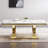 46.85" Coffee Table with White Marble Top, Modern Rectangular Faux Marble Coffee Table with Stainless Steel Pedestal, Luxury Gold Cocktail Center Table for Living Room Office-1536243987