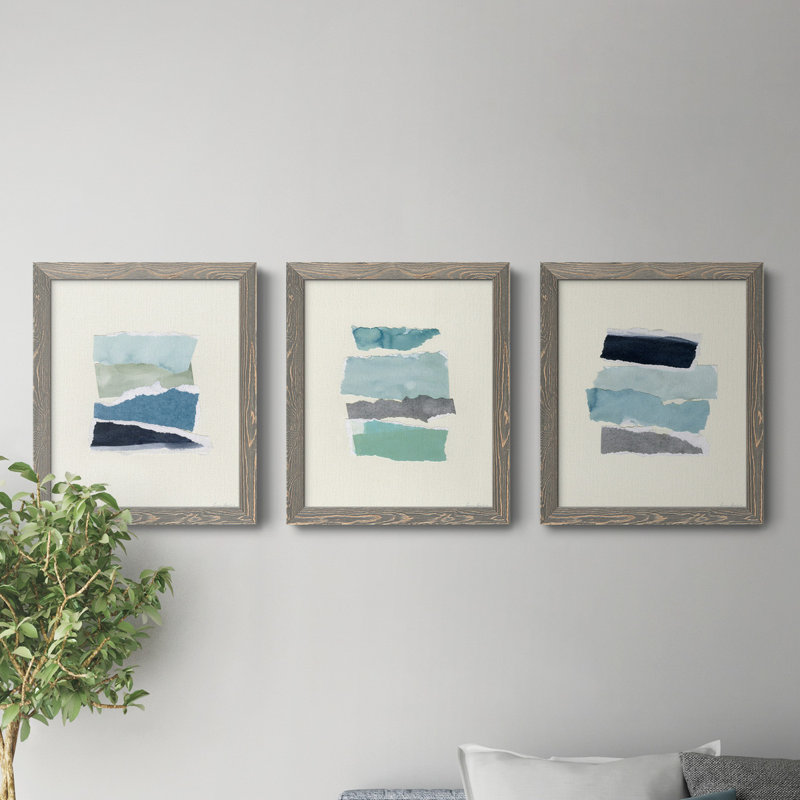 La Planta I - ensemble de 3 reproductions d'art sur toiles, H 20 po x l 51 po x P 1,5 po, Gris