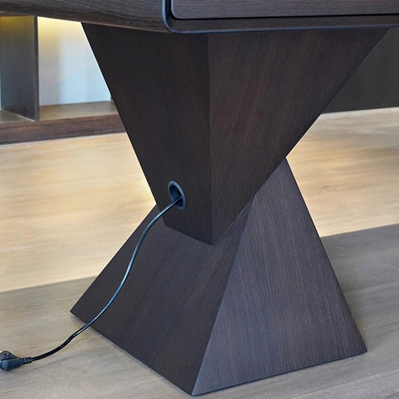 Acrylic desk legs with smart power strip, Tan, 29.92" H x 62.99" W x 31.5" D