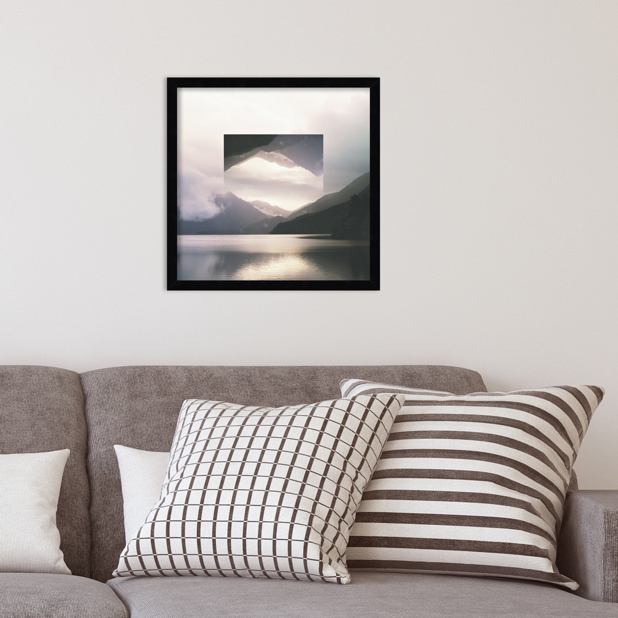 Reflected Landscape by Laura Marshall, Black, 17" H x 17" W x 1" D