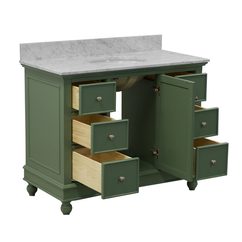 Ensemble de meuble-lavabo simple 42 po Ferdinand, Marbre de Carrare, Sauge vert