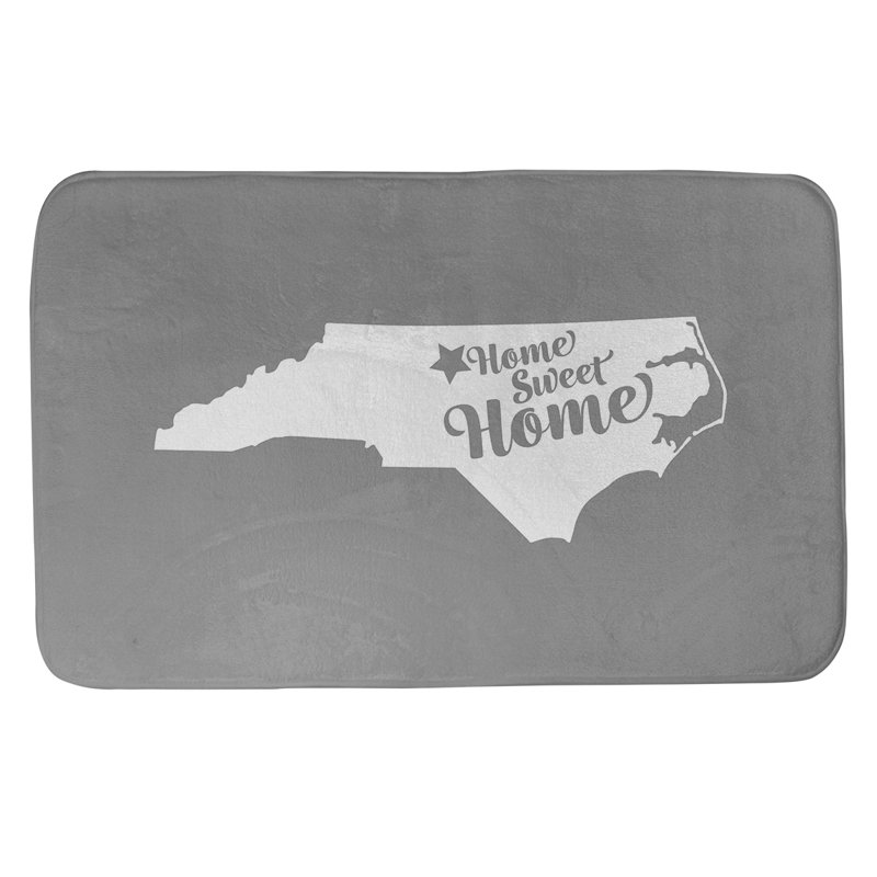 Tapis rectangulaire antidérapant pour salle de bain, L 21 po x L 34 po, Jaune, Home Sweet North Carolina 2