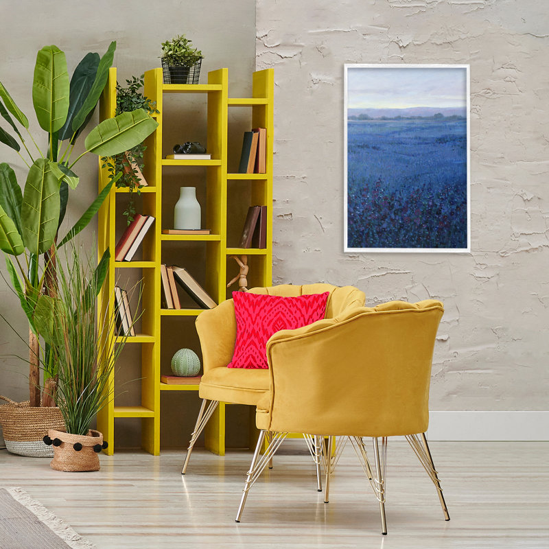 «Blue Country Fields», art de la giclée encadrée par Tim Ottoole, Giclée encadrée blanc bord de mer, H 30 po x l 20 po