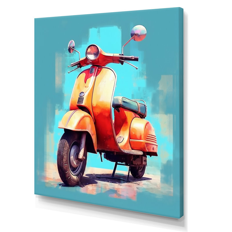 Corail bleu sarcelle, affichage de scooter III sur toile, H 20 po x l 12 po x P 1 po, Toile tendue