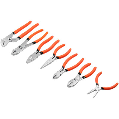 7-Piece Pliers Set with Polished Carbon Steel Jaws, Ideal for DIY and Home Projects, Includes 8" Groove Joint, 7" Combination, 6" Diagonal, 6"/8" Slip Joint, 4.5"/6" Long Nose Pliers, Comfortable Non-Slip Handles