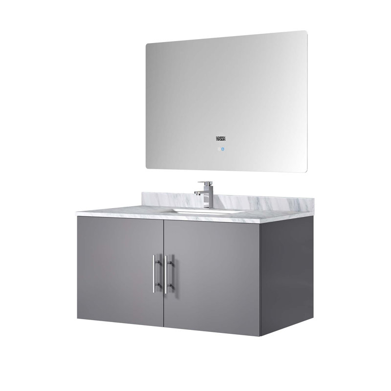 Ensemble de meuble-lavabo avec robinet et miroir DEL