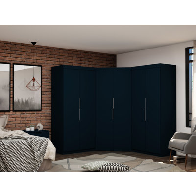 Mulberry Wardrobe Closet with Hanging Rods, Drawers and Adjustable Shelves