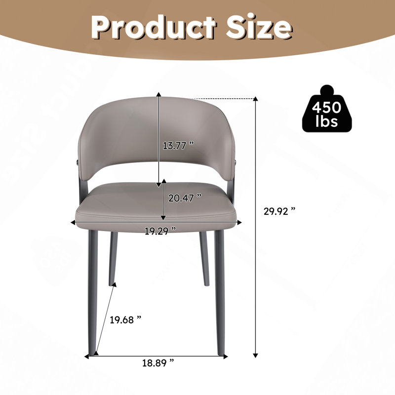 Ensemble de 2 chaises de salle à manger, chaises de cuisine en cuir PU avec pieds en métal, accoudoirs ergonomiques, coussin éponge confortable, structure robuste pour la salle à manger, coin repas