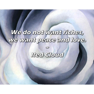 Red Cloud Quote: We do not want riches, we want peace and love.