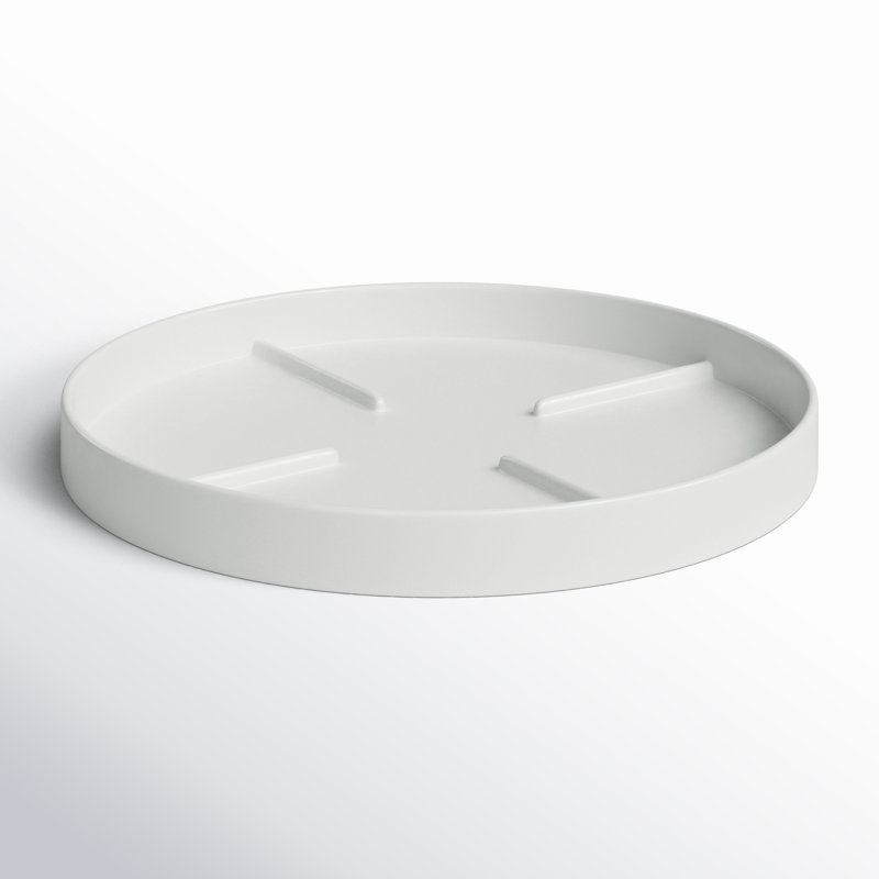 Noha Saucer Plant Stand, White, 1.25" H x 13" W x 13" D