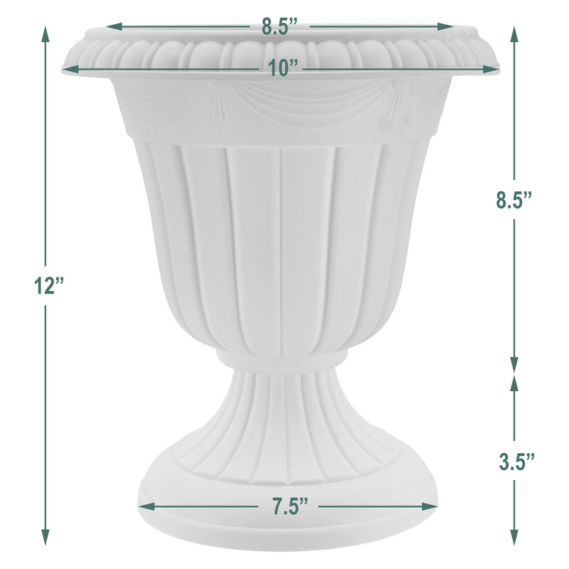 Pot à fleurs en plastique Anouk Classic, H 12 po x l 10 po x P 10 po, Blanc délavé