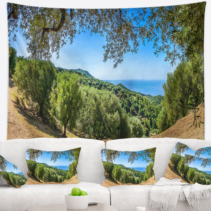 Paysage, côte du Cilentan, Campanie, Italie, tapisserie, H 32 po x l 39 po