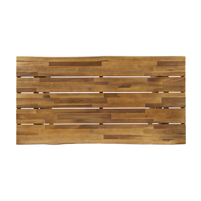 Table basse carrée d'extérieur moderne en teck, en bois, avec une construction robuste et une finition naturelle, idéale pour une utilisation intérieure et extérieure.