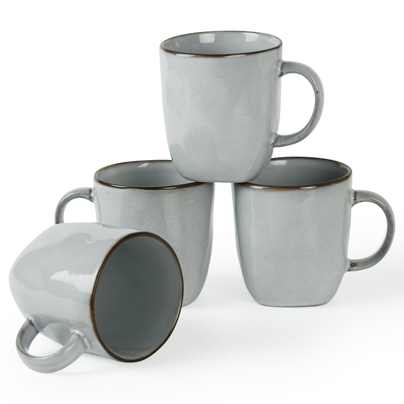Leny 13oz Square Stoneware Coffee Mug (Set of 4), Gray