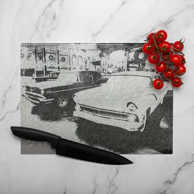Cool Cars Satin Glass Chopping Board