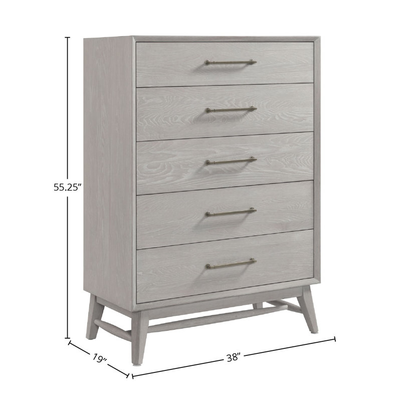 Commode 5 tiroirs Catriona, Blanc