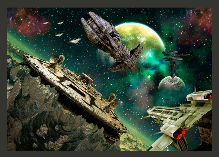 Space Fleet 2.45m x 350cm Wallpaper, 350 cm x 245 cm