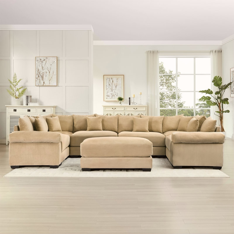 Canapé modulaire surdimensionné surdimensionné en nuage, conception convertible avec accoudoirs très larges, velours côtelé doux, confort ergonomique, assemblage facile, idéal pour le salon et la chambre à coucher