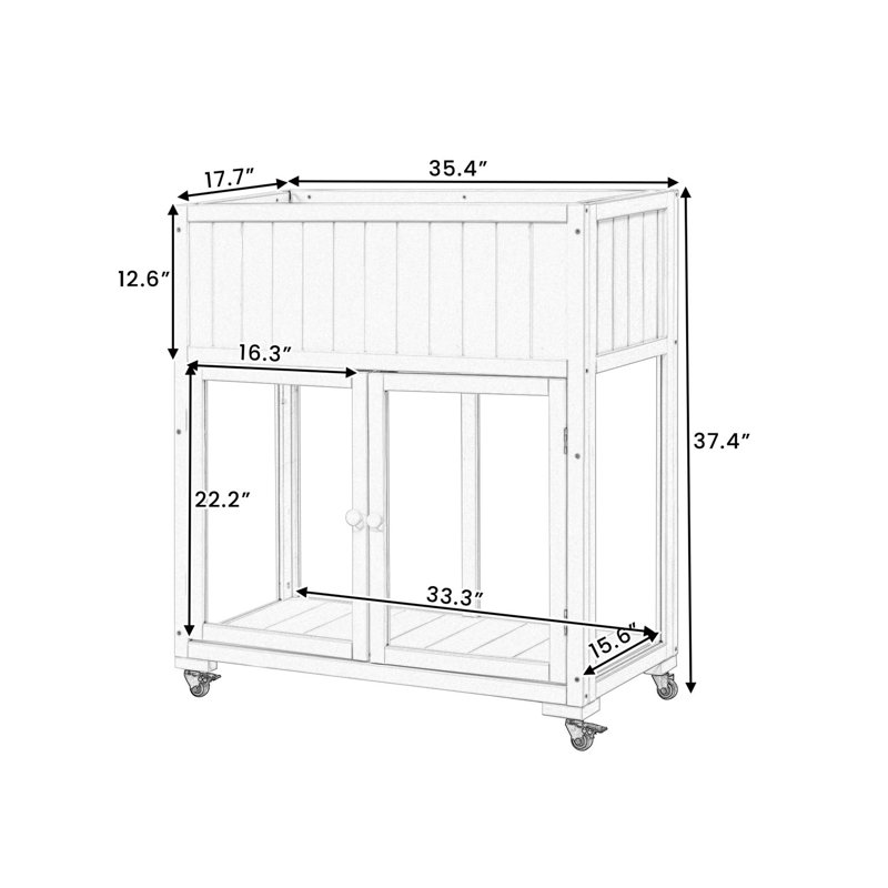 Elevated Garden Bed Raised Planter For Outdoor Indoor With Wheels, Black