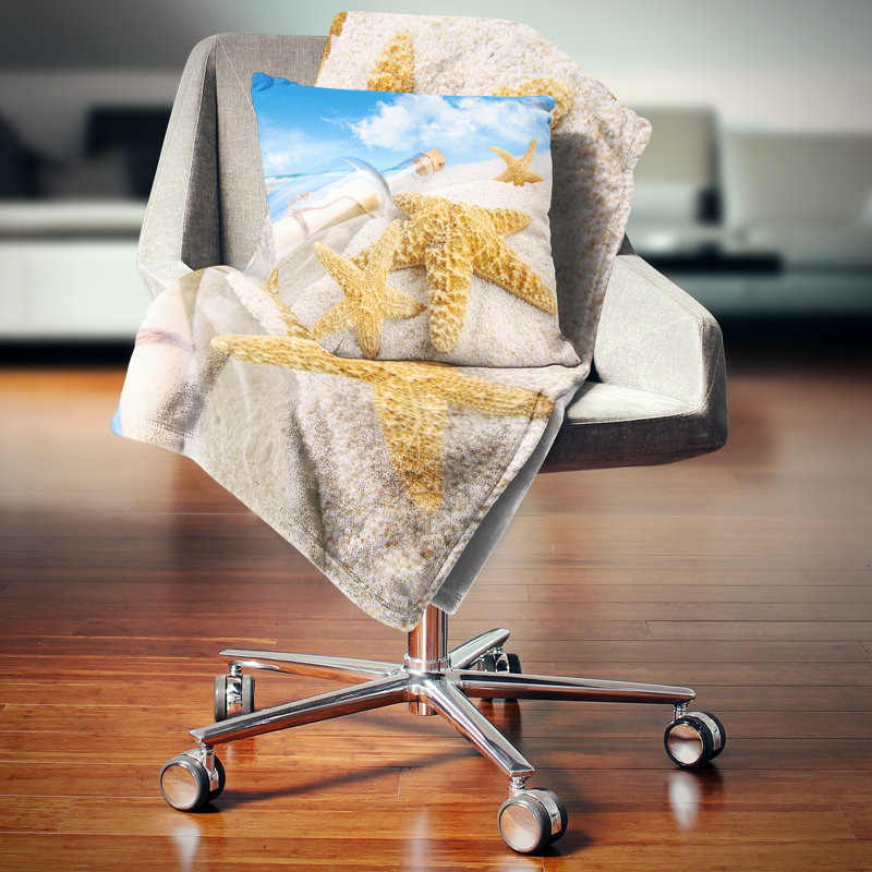 « mer », message photo en bouteille recouvert de coussin de sable, 16 po x 1 po, Coussin décoratif