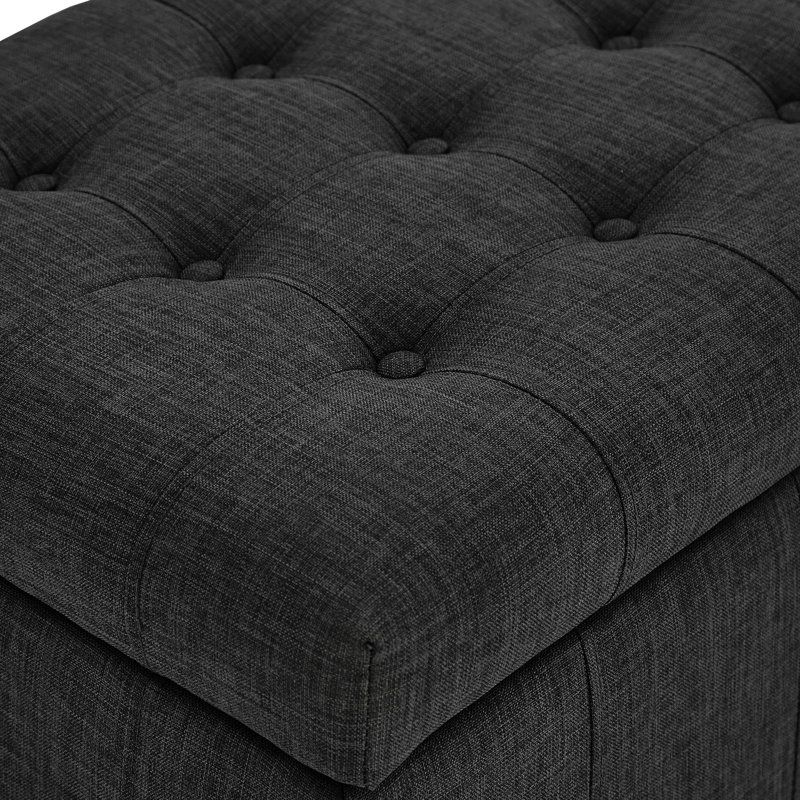 Klaus Polyester Blend Upholstered Storage Bench, Black