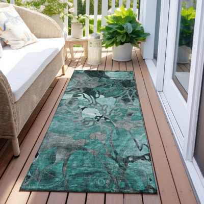 Tapis intérieur / extérieur en polyester tissé à la machine Alfonzo